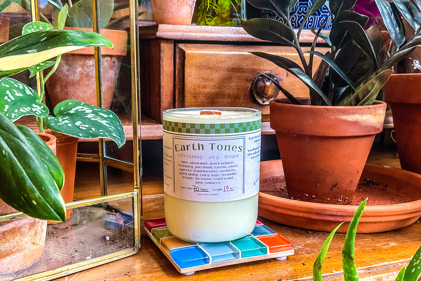 Repurposed Bottle Candle ~ Earth Tones