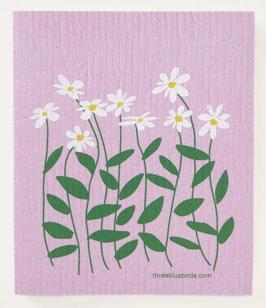 Swedish Dishcloth ~ Daisies on Rose