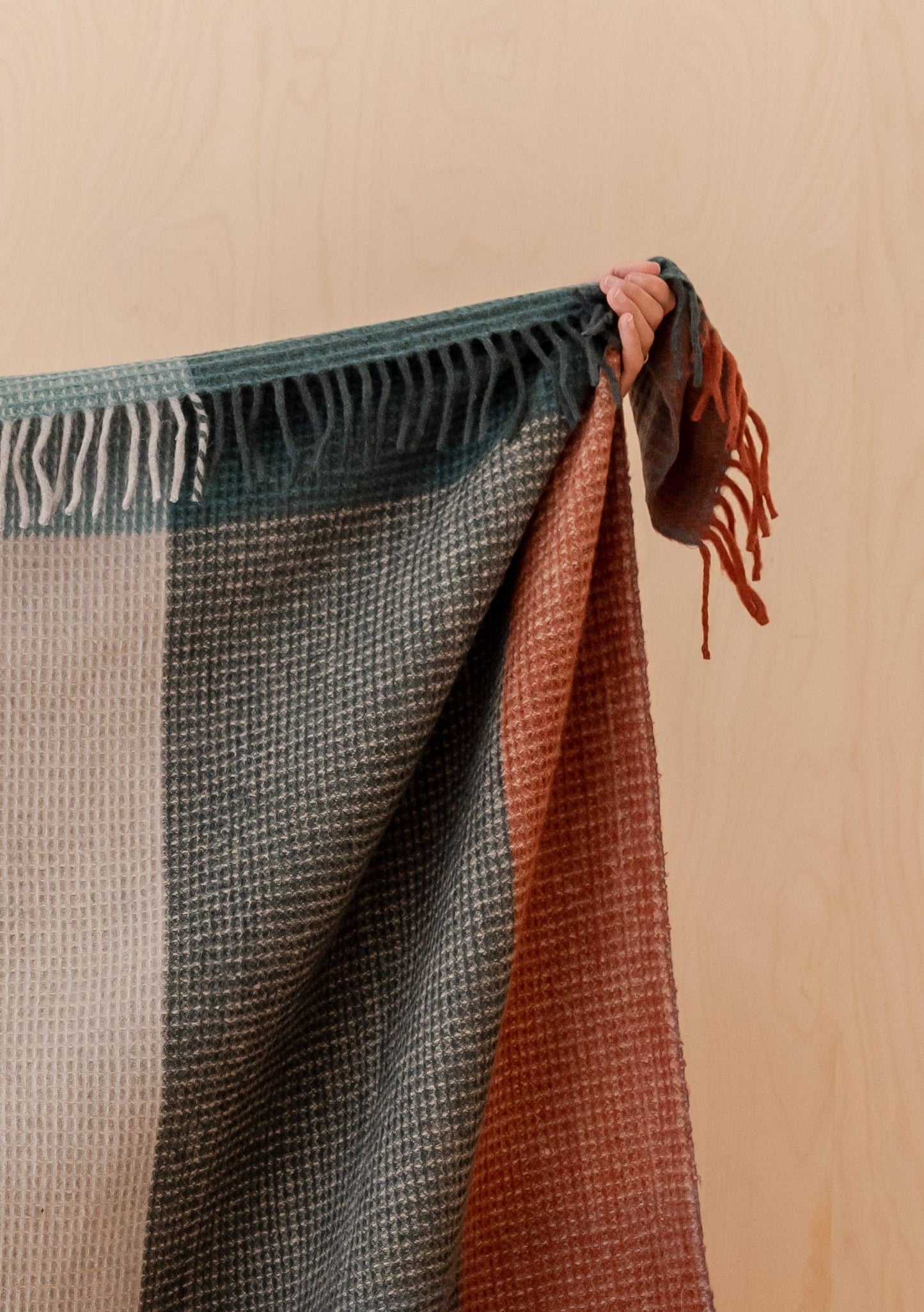 House Blanket ~ Green Waffle Block Check