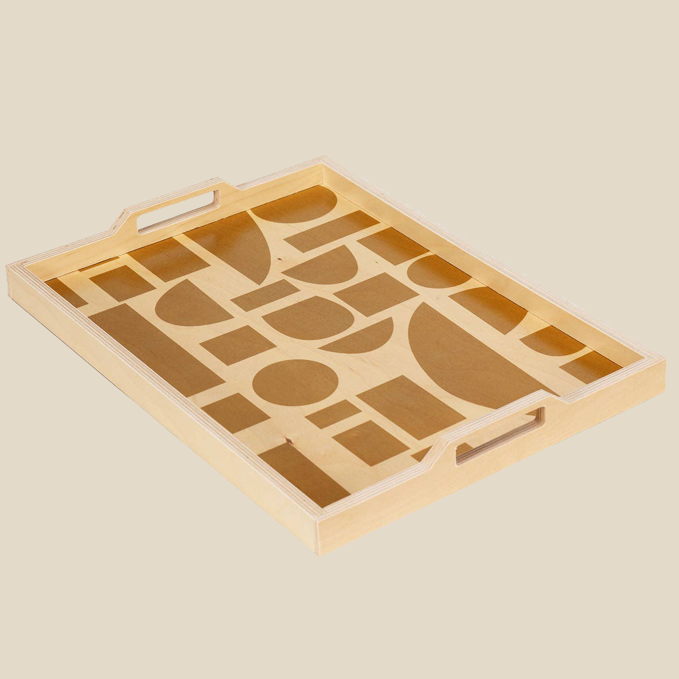 Large Serving Tray ~ Blocks Mustard