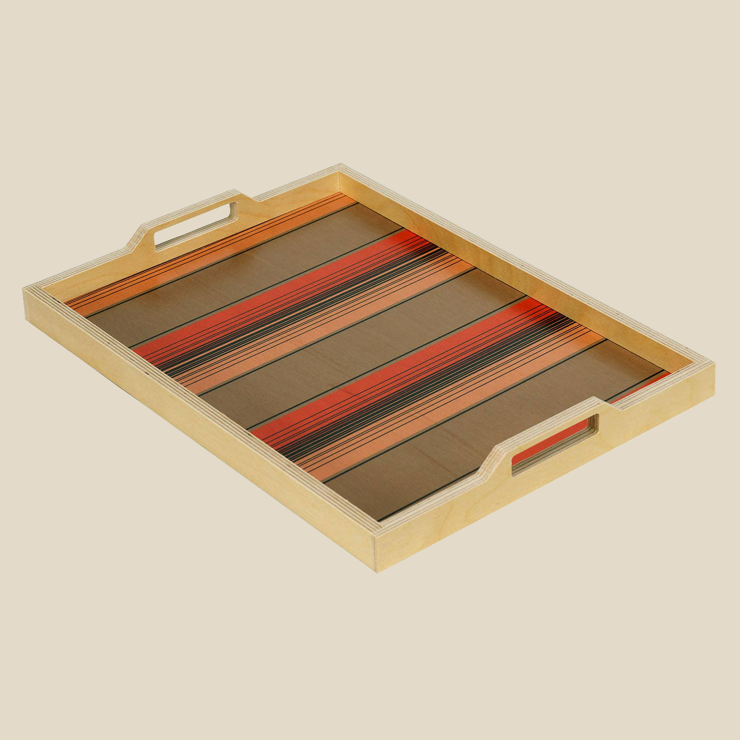 Adam olive striped serving tray with handles Wolfum studio