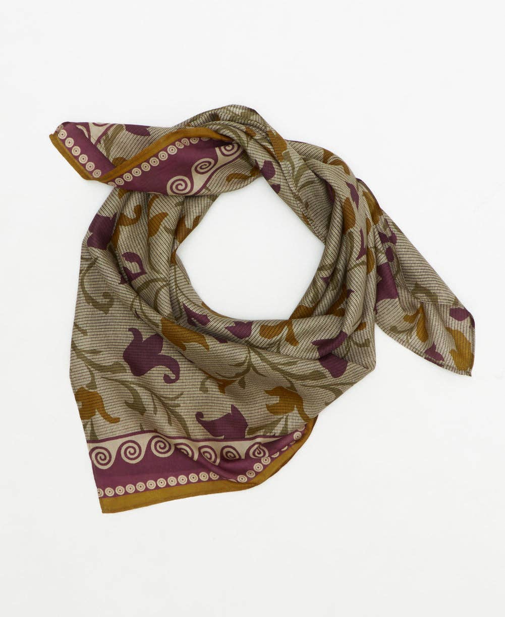 Vintage Silk Square ~ Floral Wave