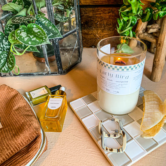 Repurposed Bottle Candle ~ Early Bird