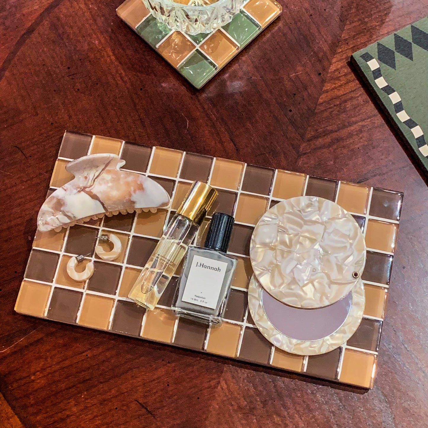 Rectangular Glass Tile Tray ~ Vintage Love