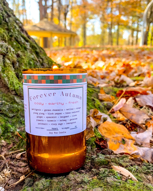 Repurposed Bottle Candle ~ Forever Autumn