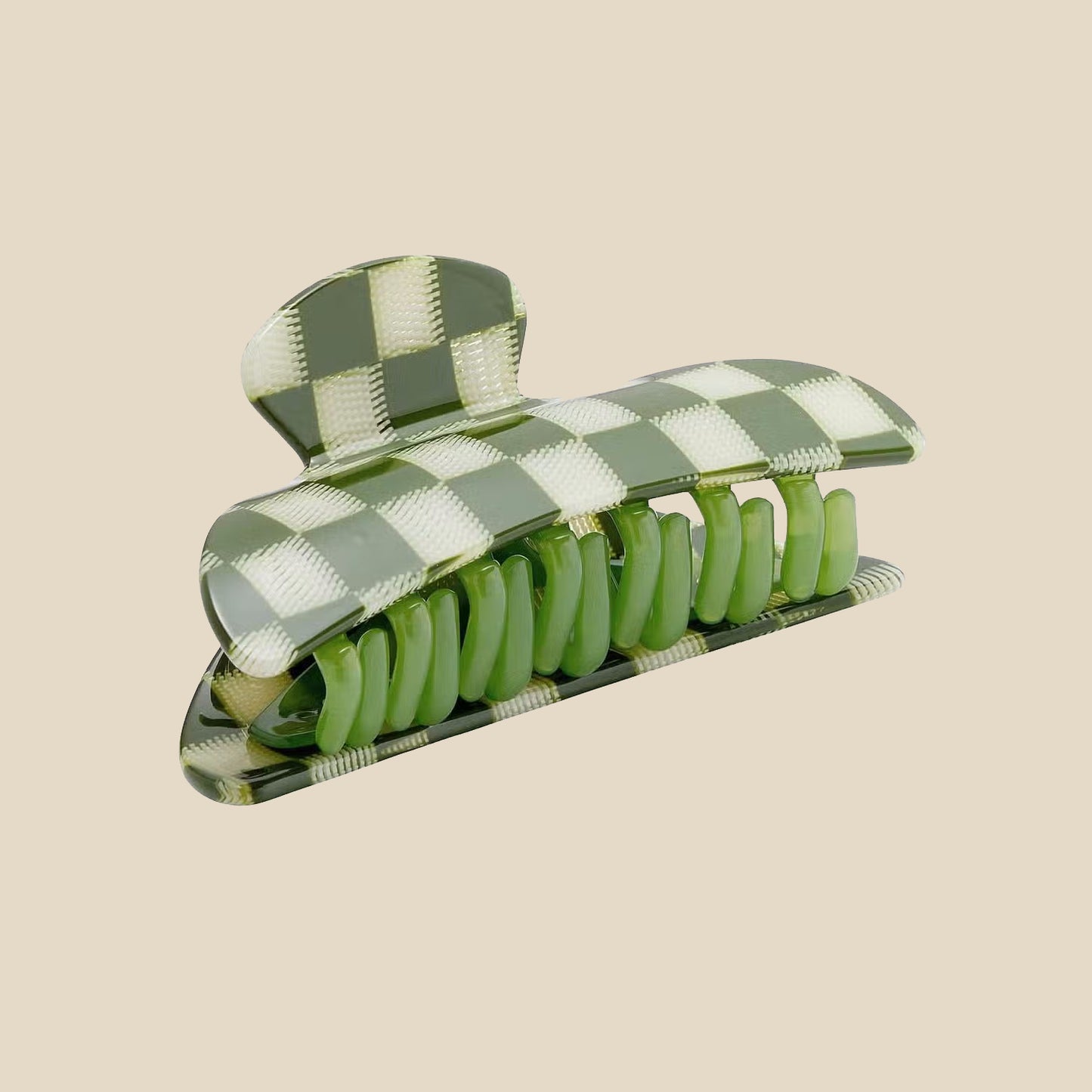 Hair Claw ~ Green Checker