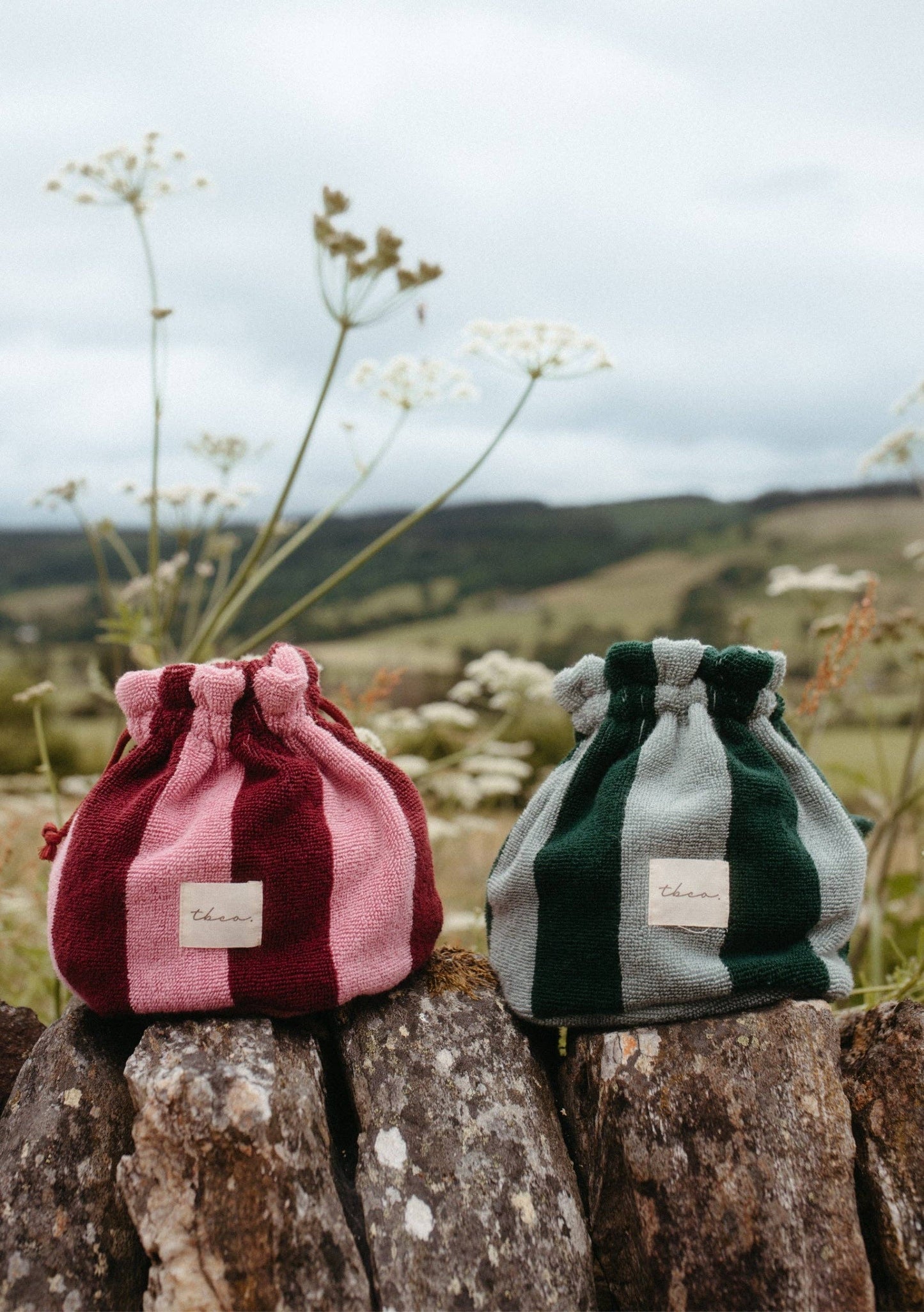 Drawstring Wash Bag ~ Burgundy Stripe