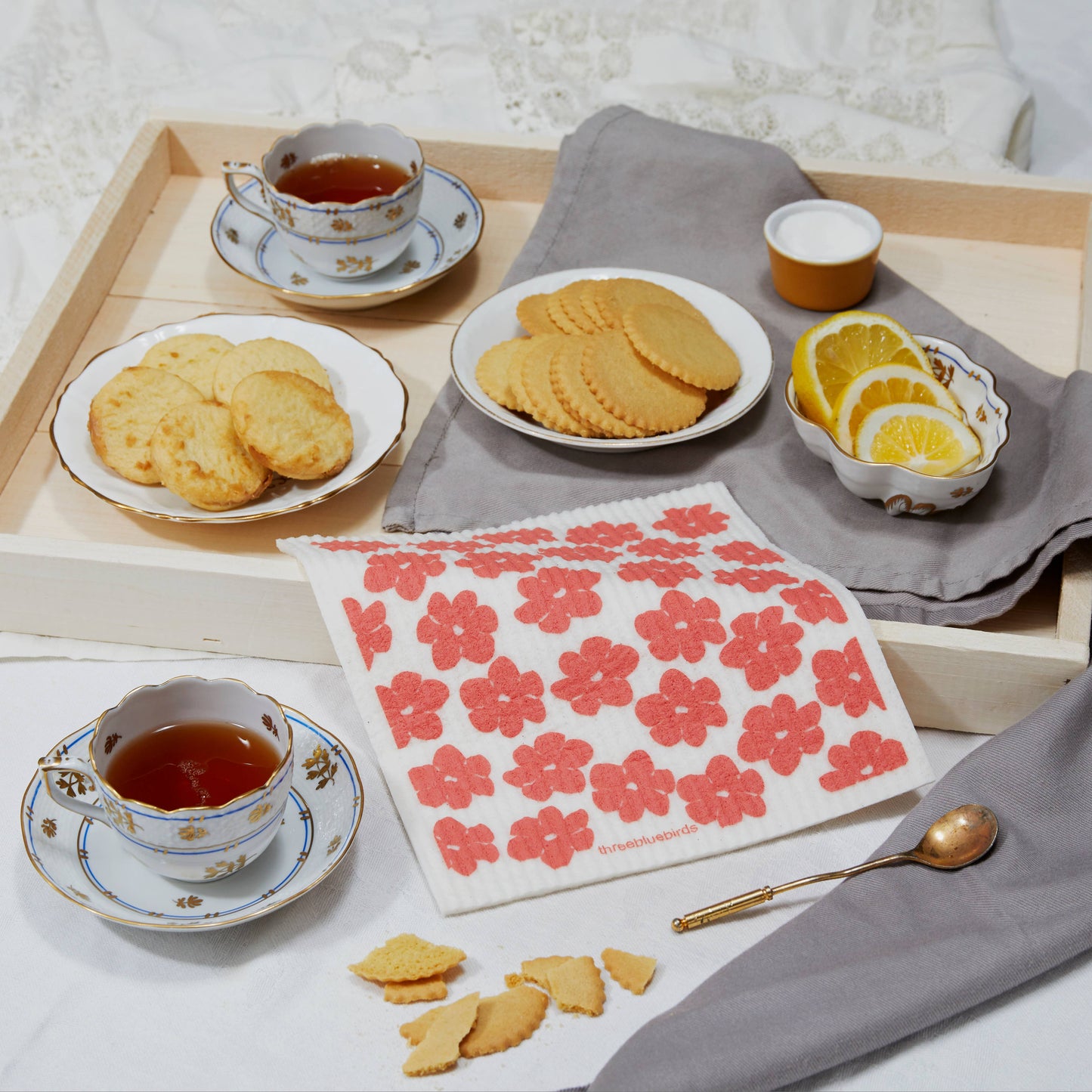 Swedish Dishcloth ~ Coral Poppies