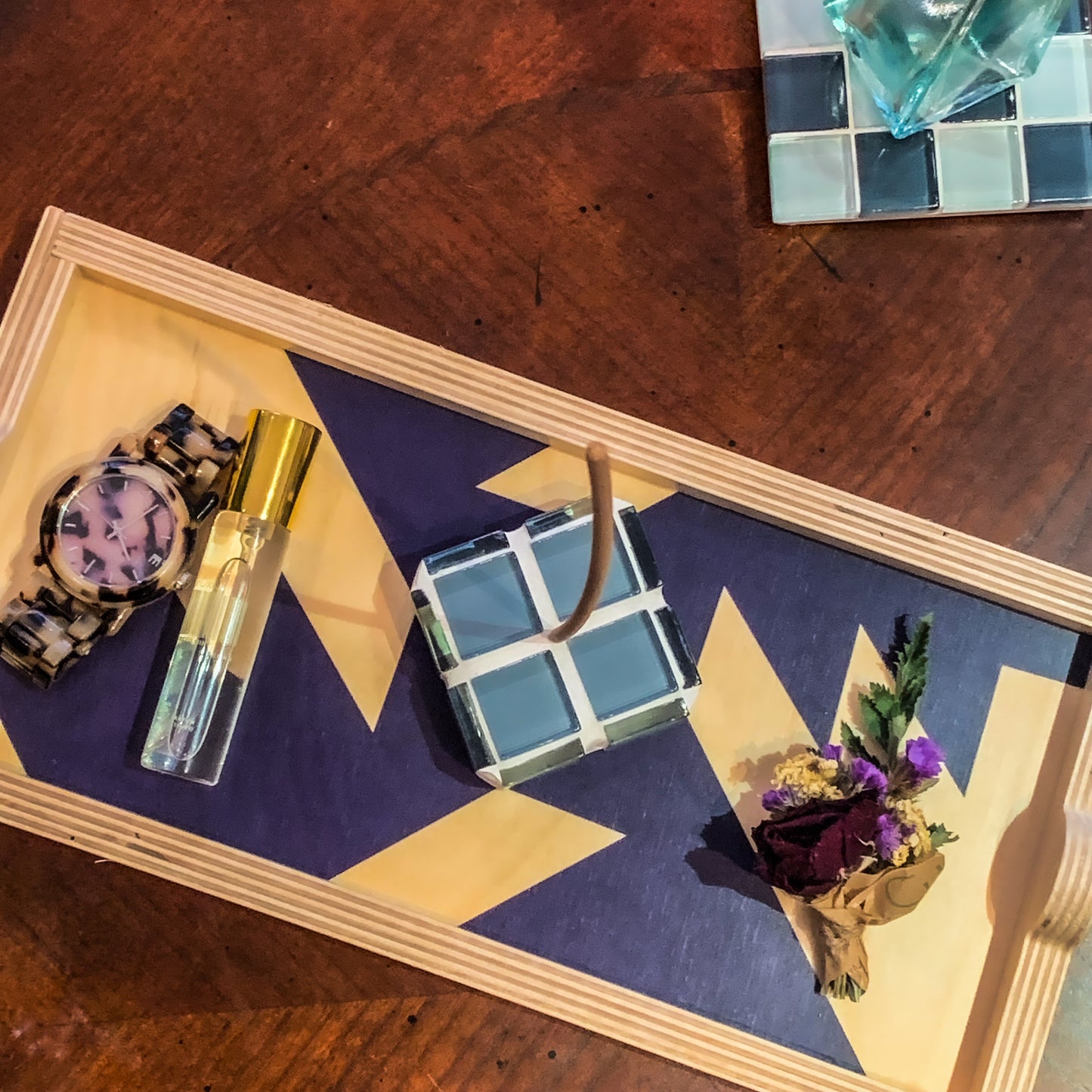 Mini Tray ~ Navy Quilt