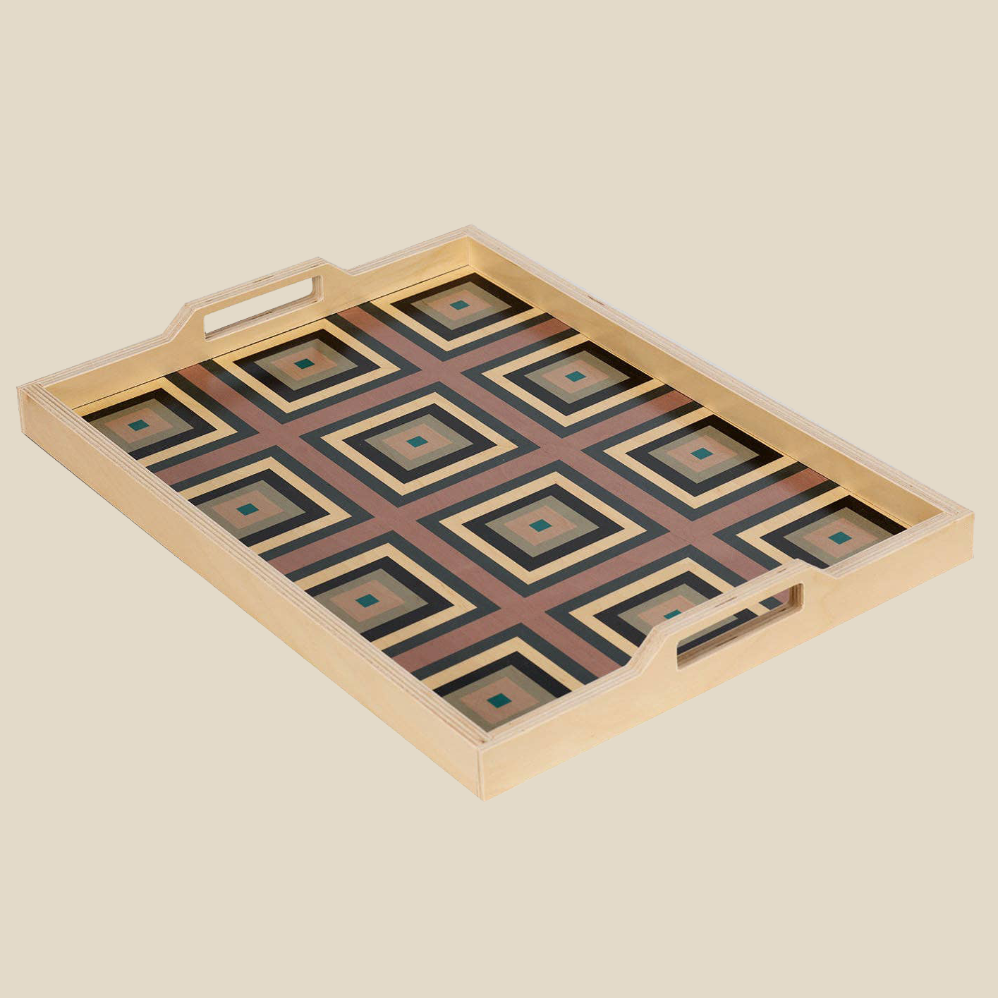 Large Serving Tray ~ Grey Squaresville