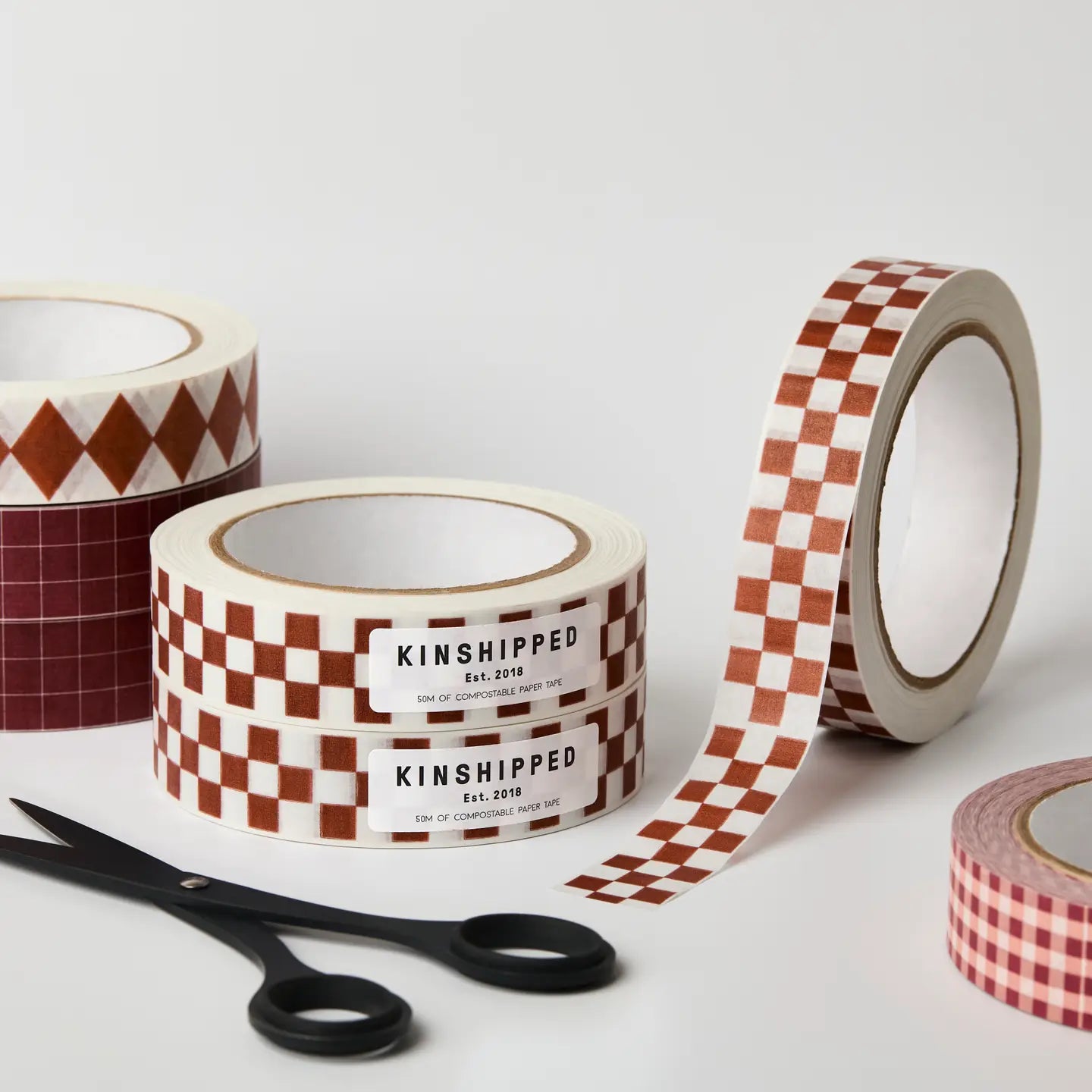 Compostable Paper Tape ~ Russet Checkerboard