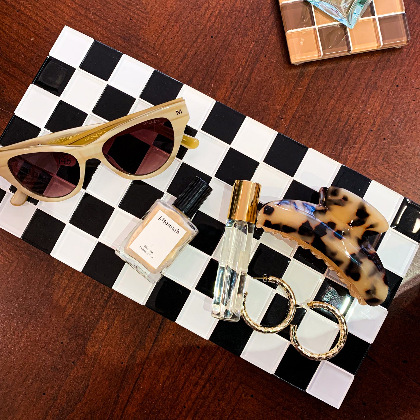 Rectangular Glass Tile Tray (XL) ~ Classic B&W