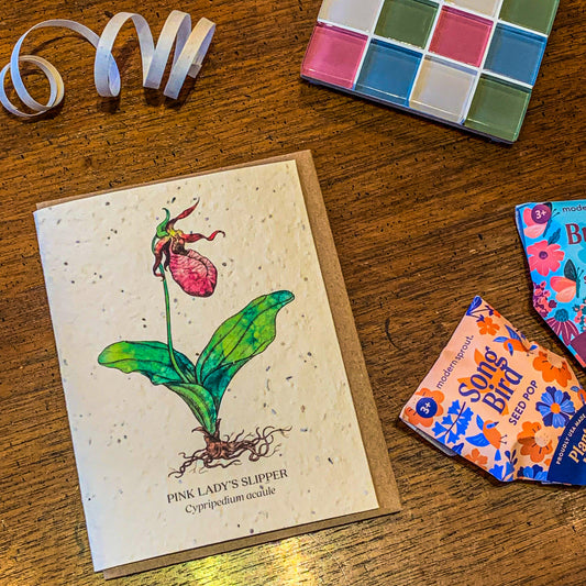 Plantable Greeting Card ~ Pink Lady's Slipper