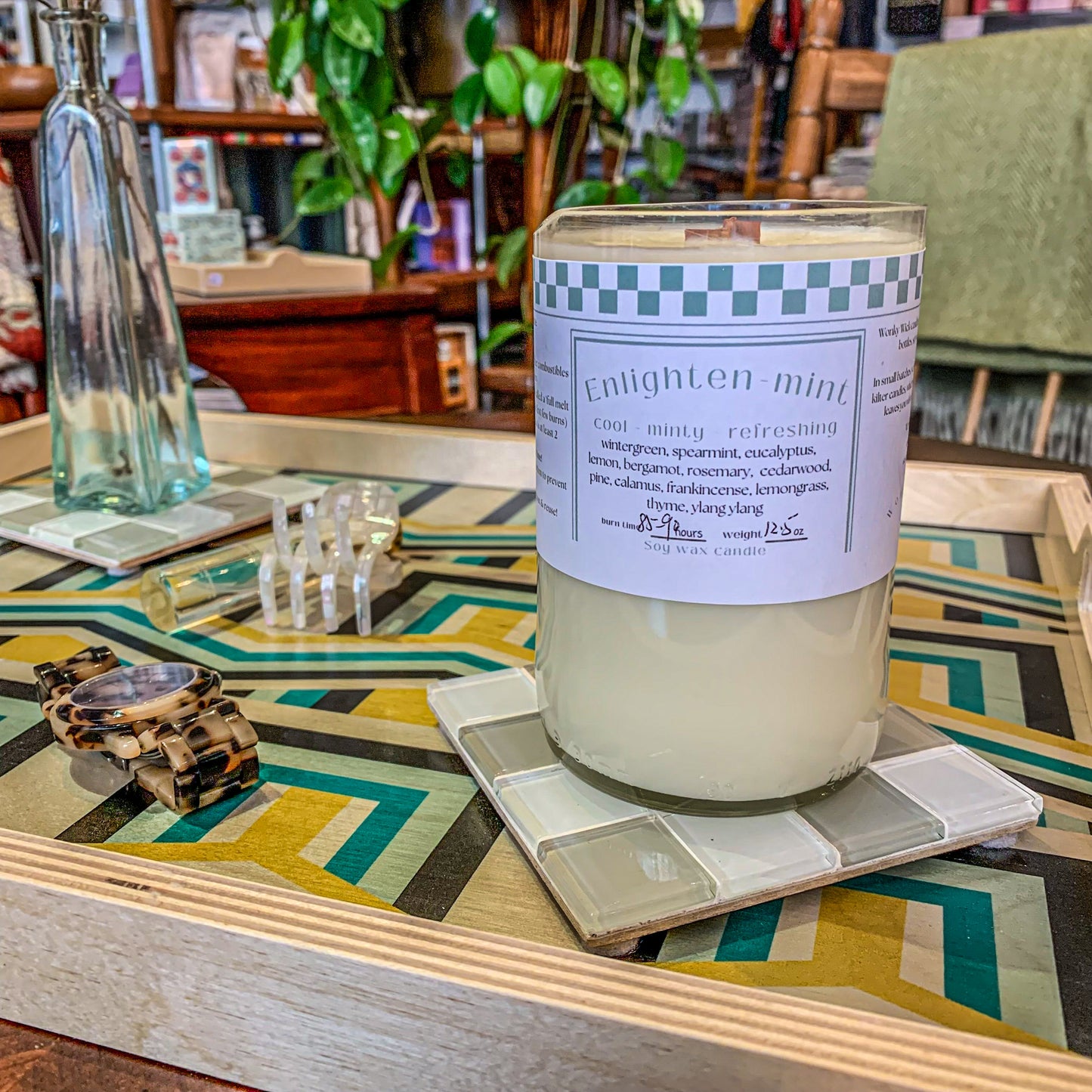 Repurposed Bottle Candle ~ Enlighten-mint