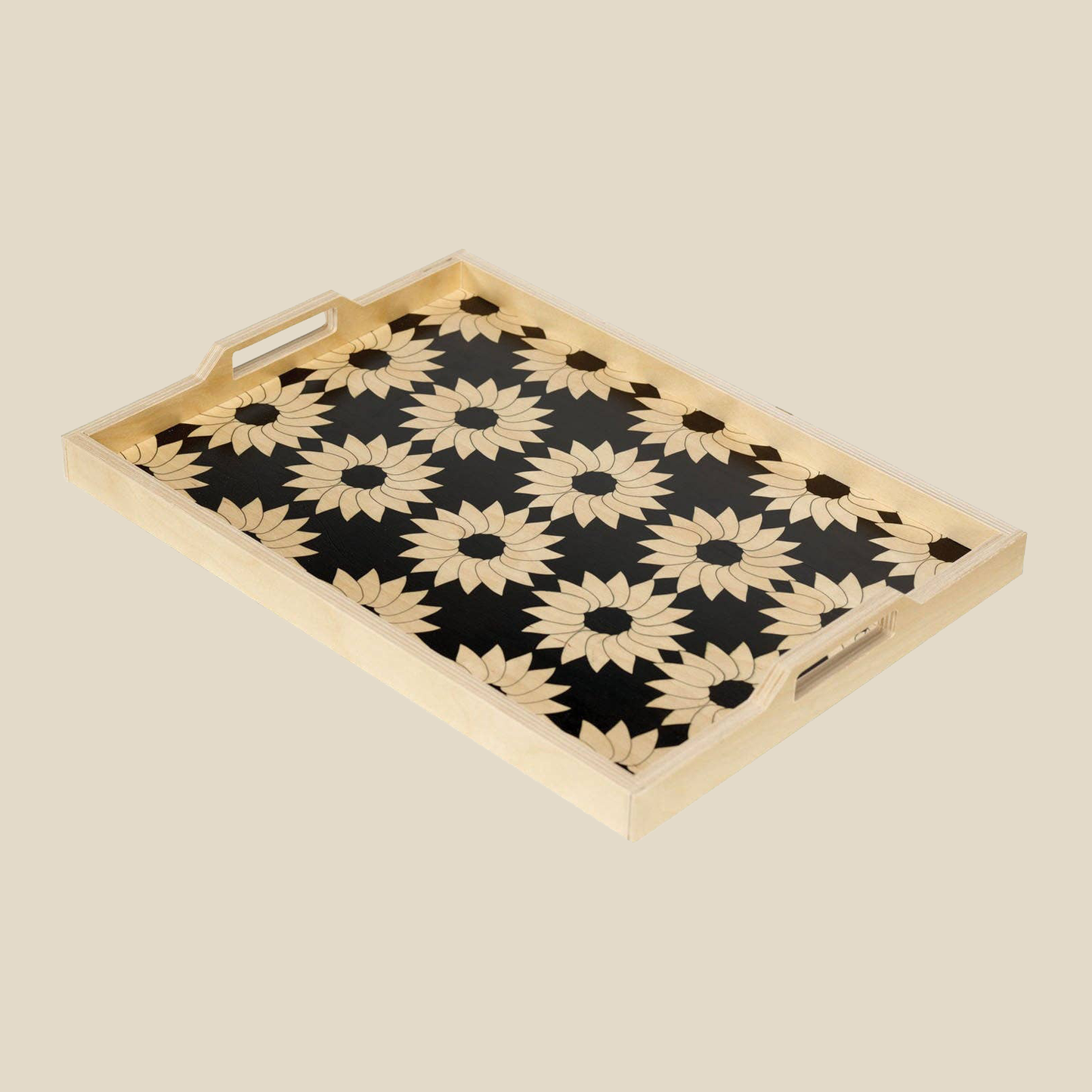 Large Serving Tray ~ Daisy Black