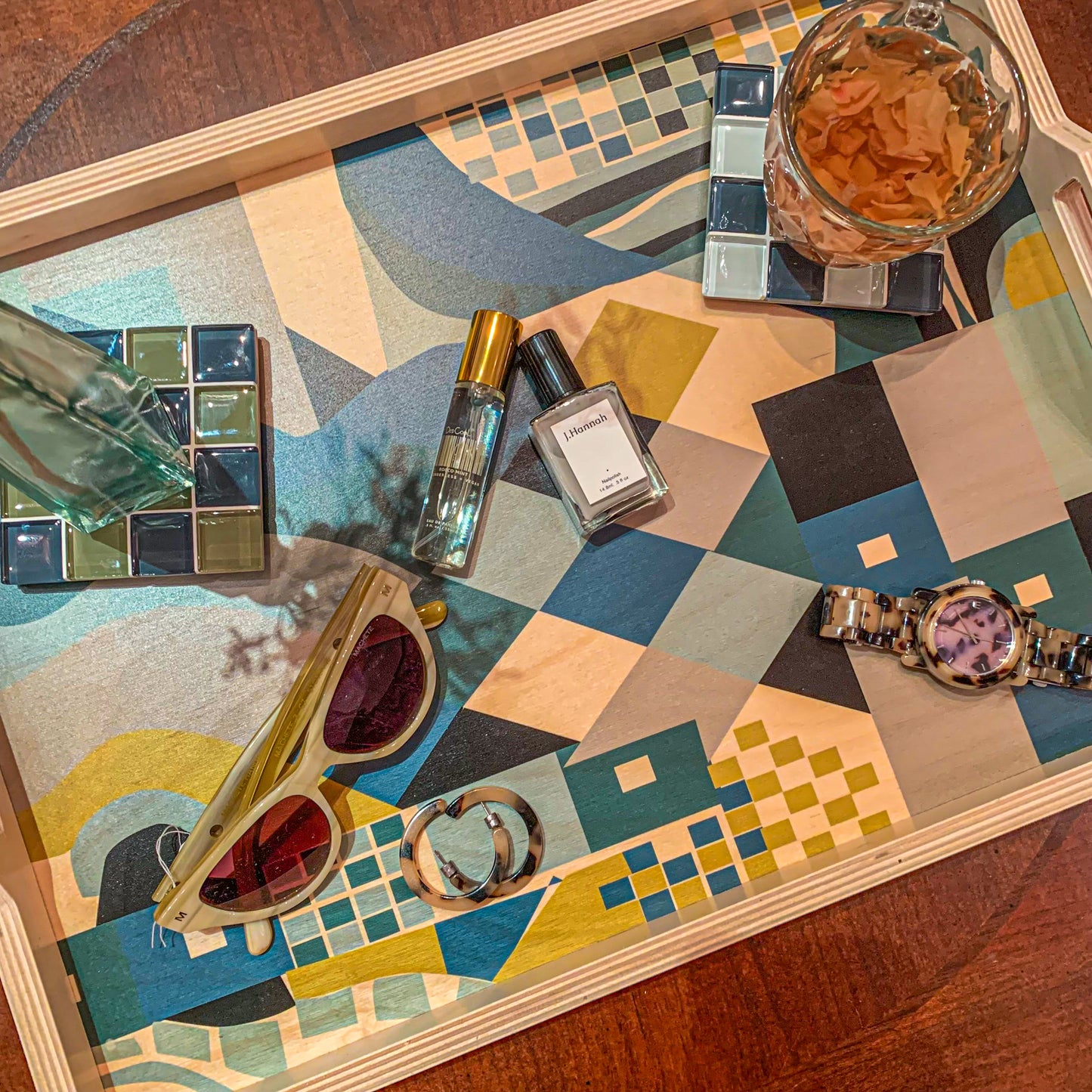 Large Serving Tray ~ Paloma Teal