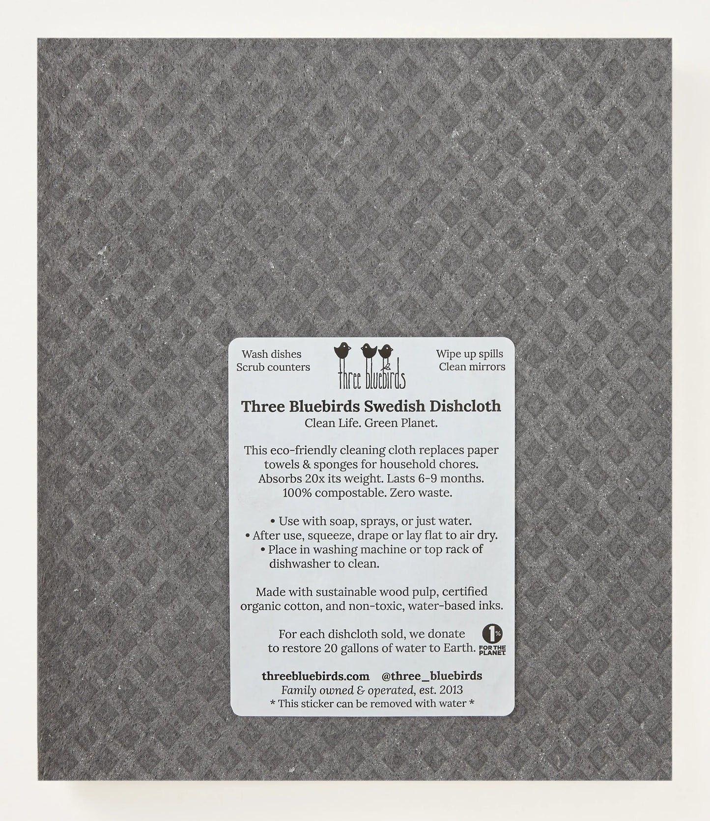 Swedish Dishcloth ~ Flower Patch Graphite