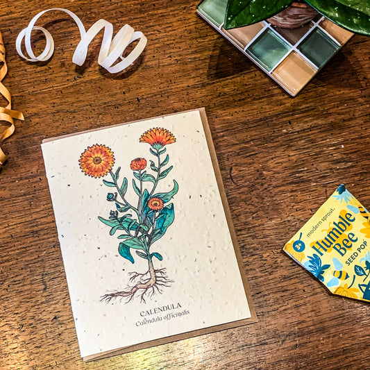 Plantable Greeting Card ~ Calendula