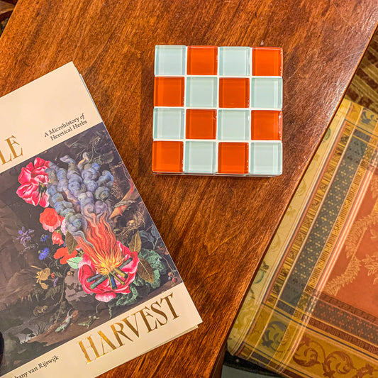 Glass Tile Coaster ~ Pumpkin Spice Latte