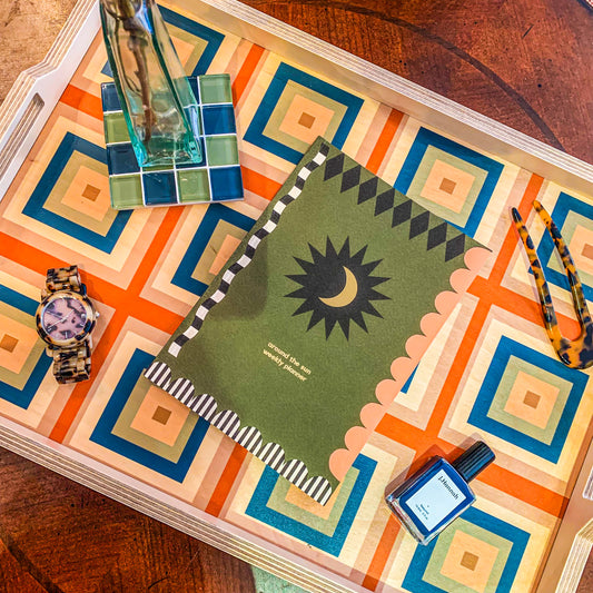 Large Serving Tray ~ Squaresville Peach