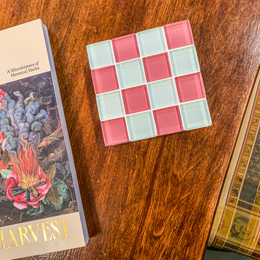 Glass Tile Coaster ~ Pink Himalayan Salt