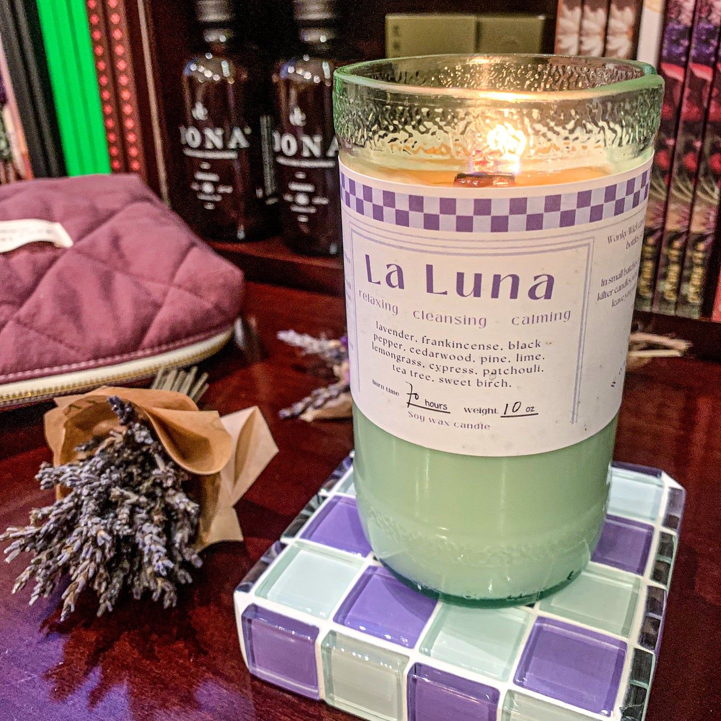 Repurposed Bottle Candle ~ La Luna