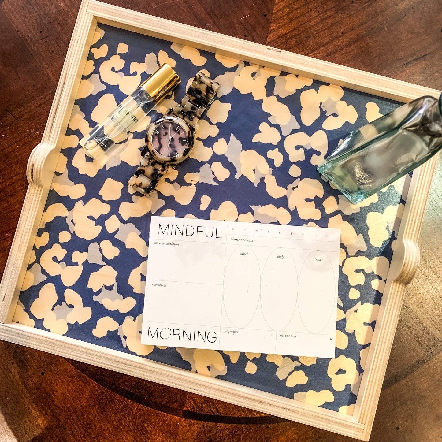 Square Tray ~ Cheetah Navy