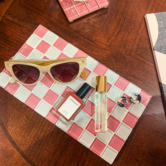 Rectangular Glass Tile Tray ~ Pink Himalayan Salt