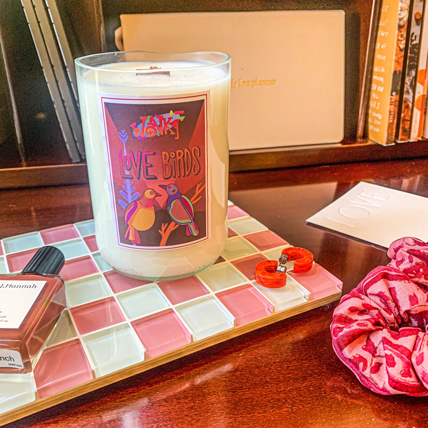 Repurposed Bottle Candle ~ Love Birds