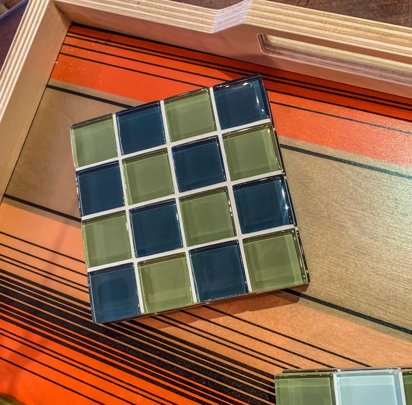 Glass Tile Coaster ~ Dusted Moss