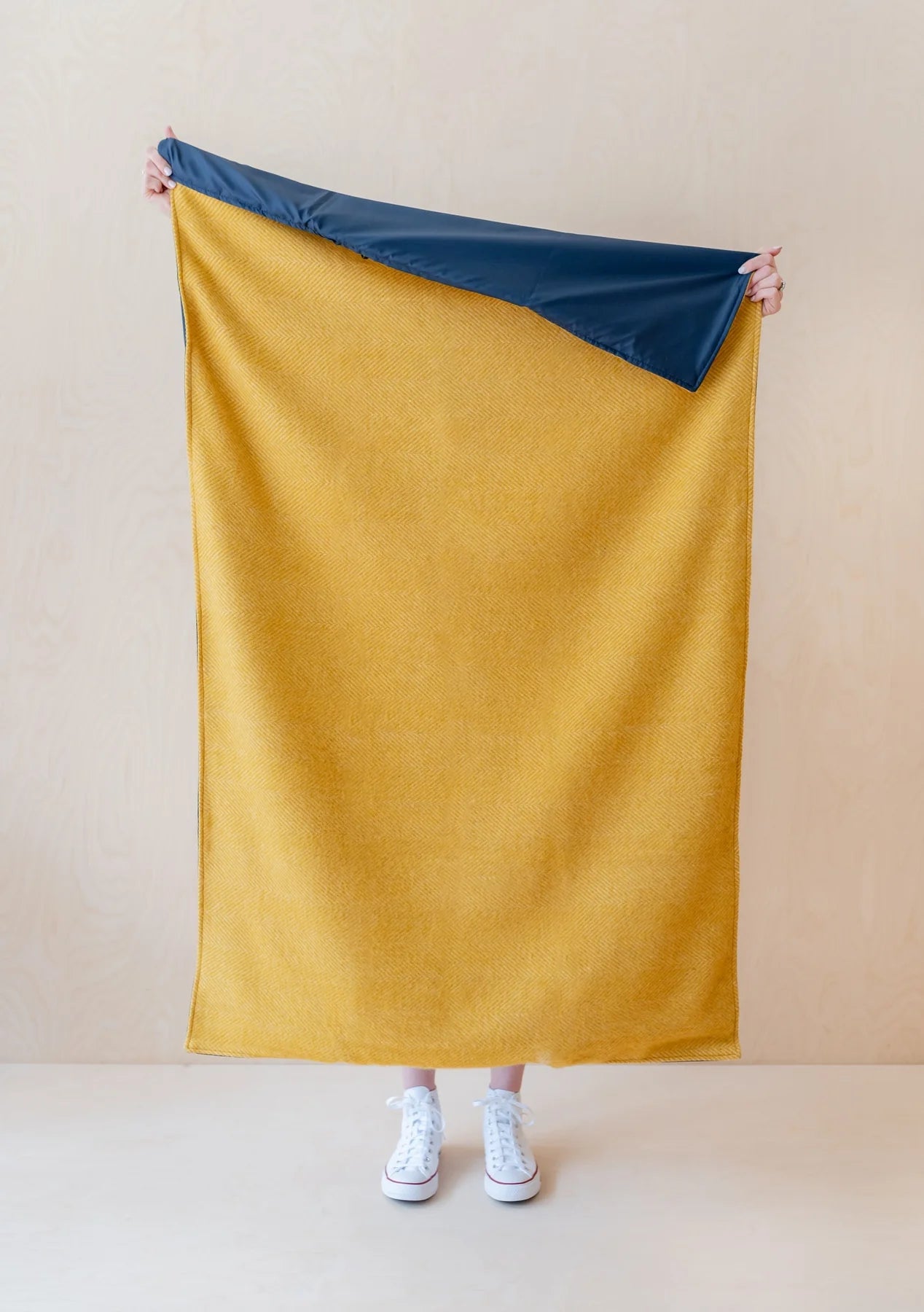 Small Picnic Blanket ~ Golden Herringbone