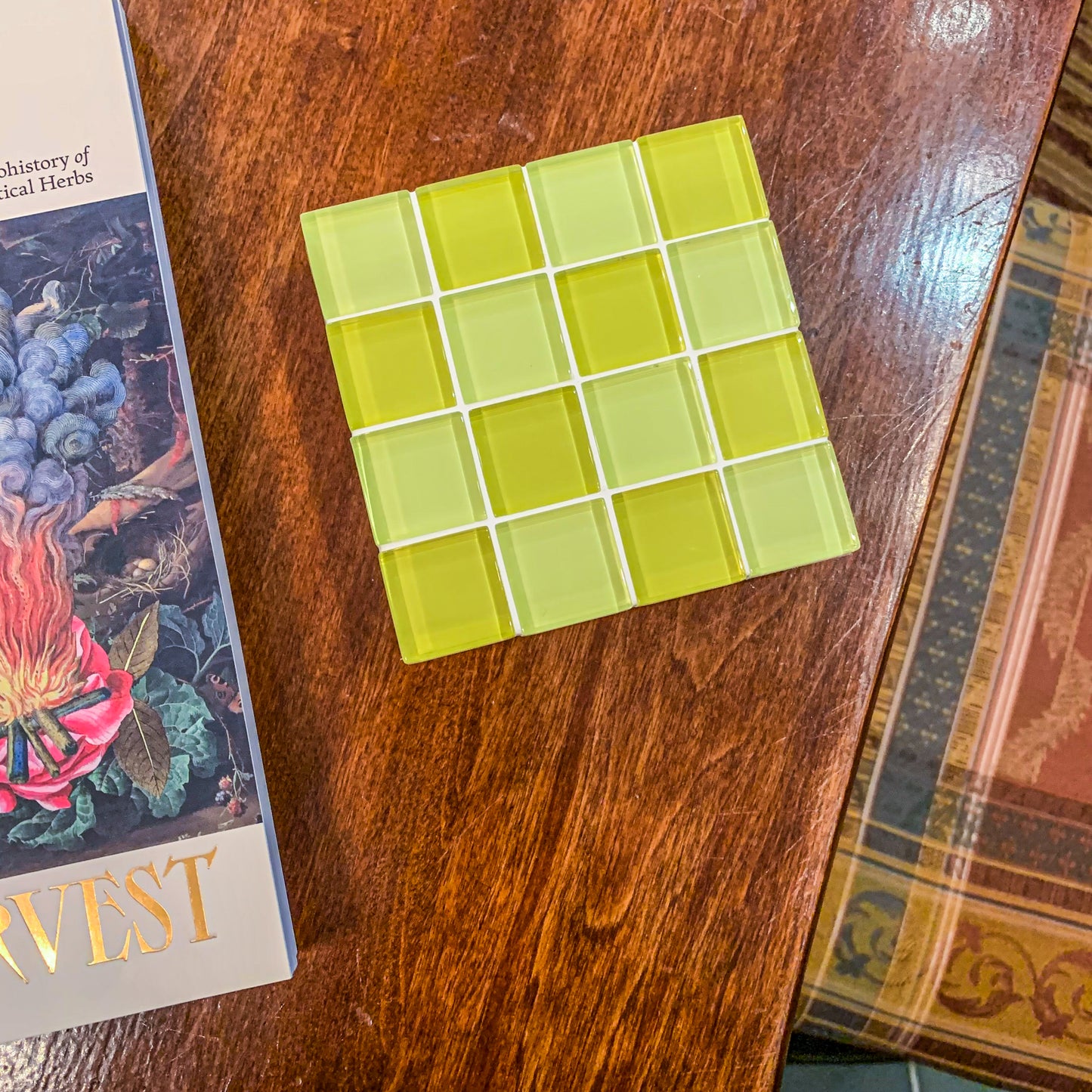 Glass Tile Coaster ~ Banana Frosting