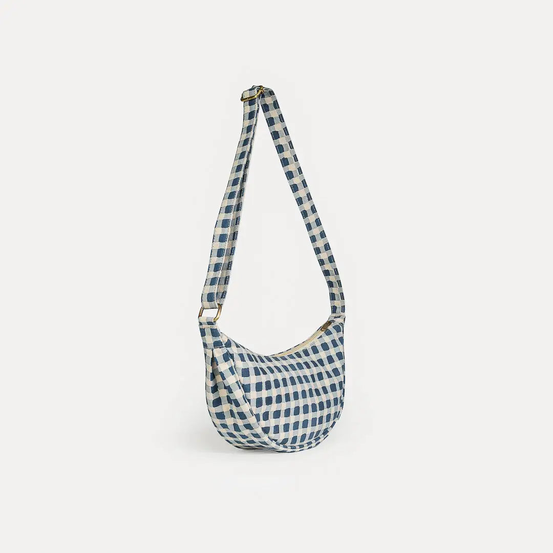 Moon Sling Bag ~ Indigo Gingham