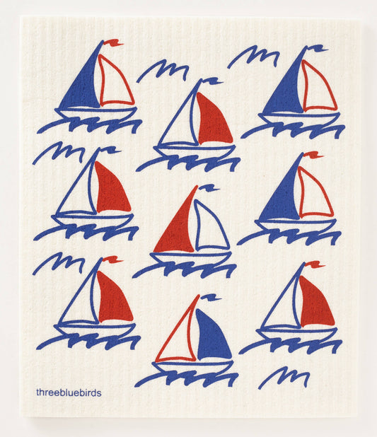 Swedish Dishcloth ~ Sailboats
