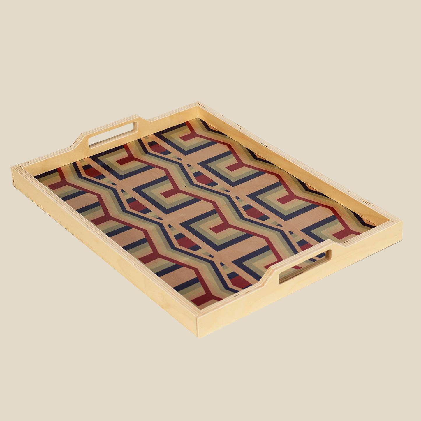 Large Serving Tray ~ Shareen Grey/Maroon