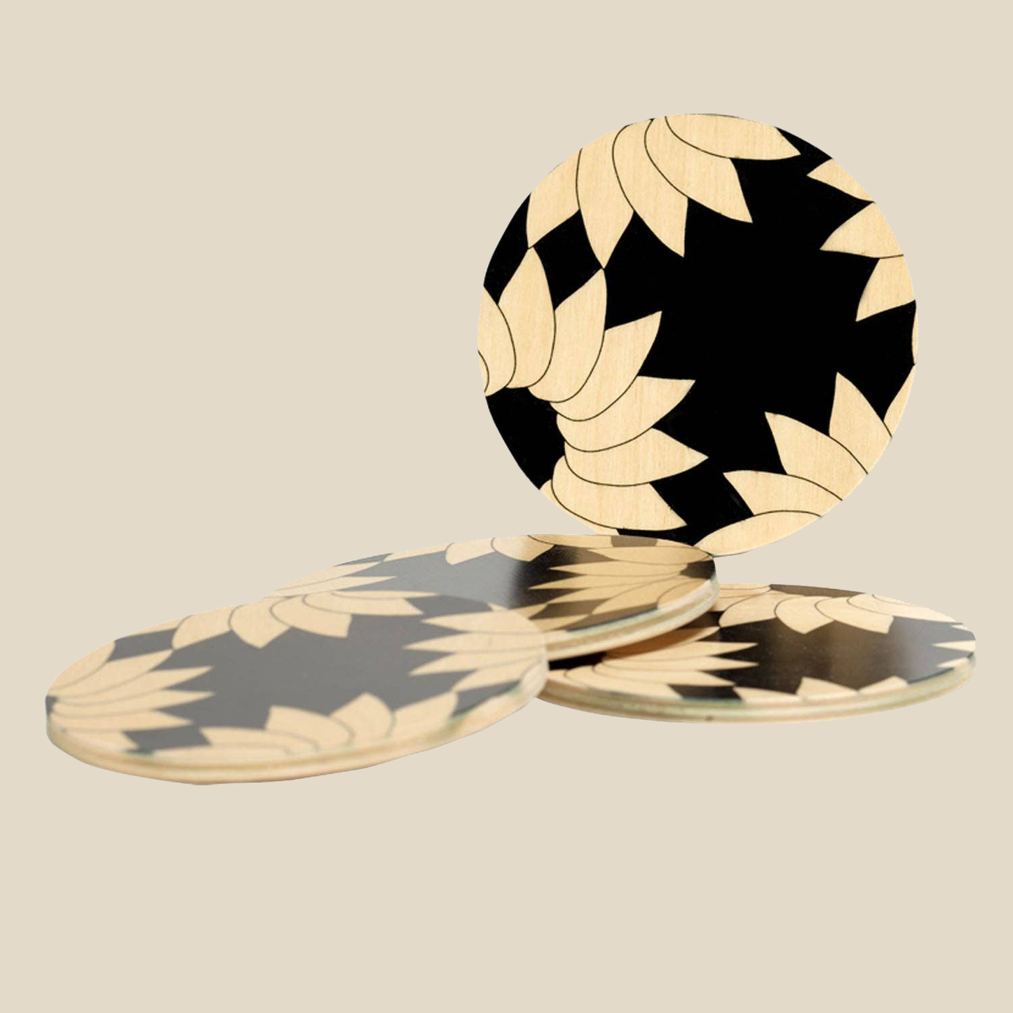 Coasters (Set of Four) ~ Monochrome Daisy