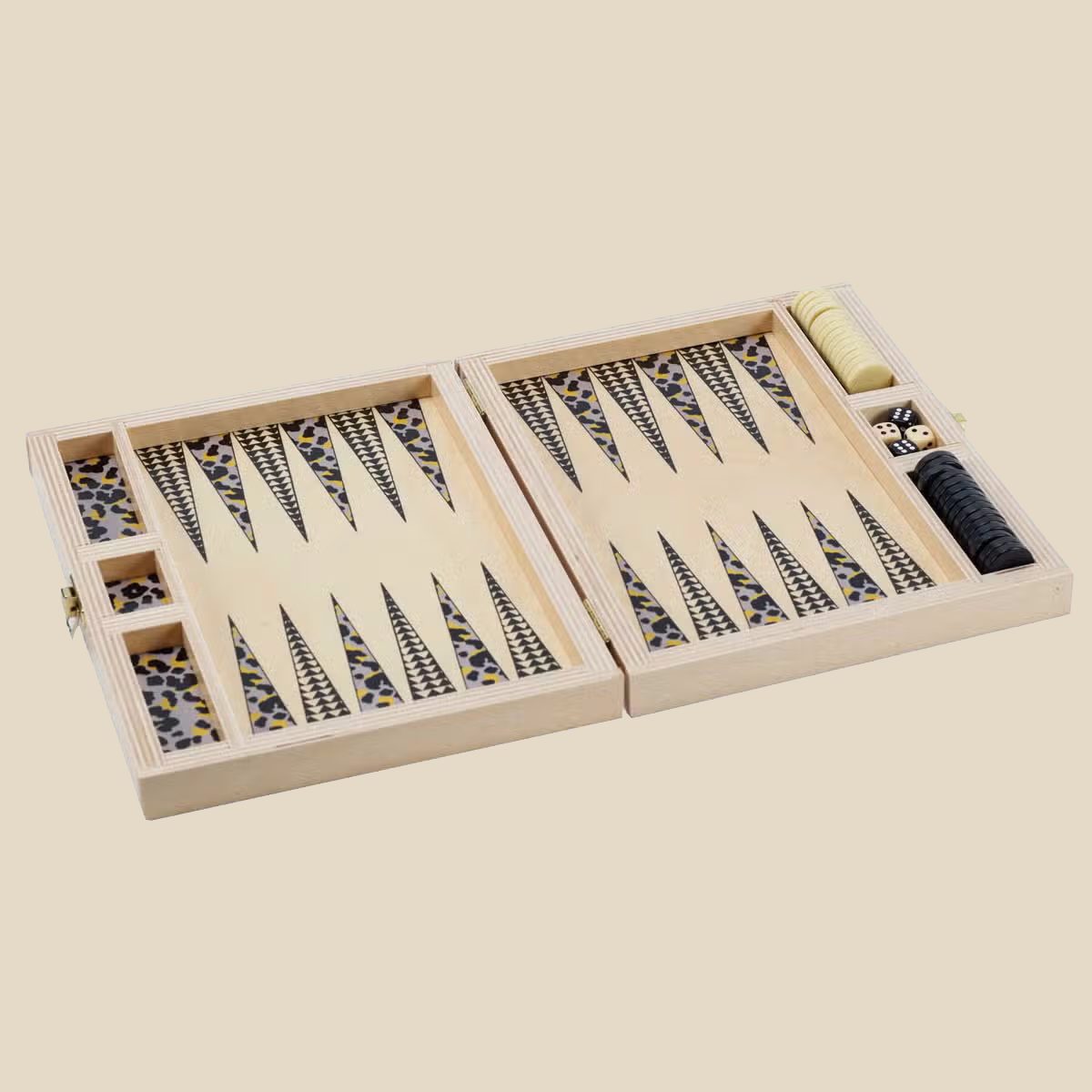 Travel Backgammon Set ~ Cheetah Gray