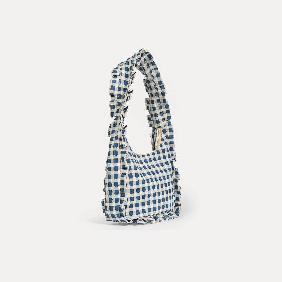 Momo Shoulder Bag ~ Indigo Gingham