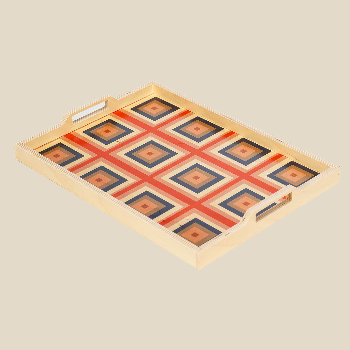 Large Serving Tray ~ Squaresville Peach