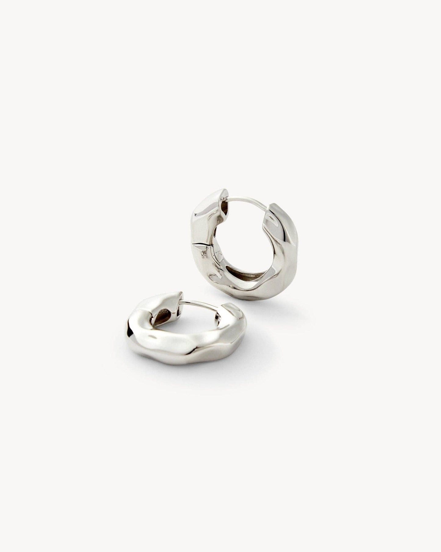 Wavy Chunky Hoops ~ Silver
