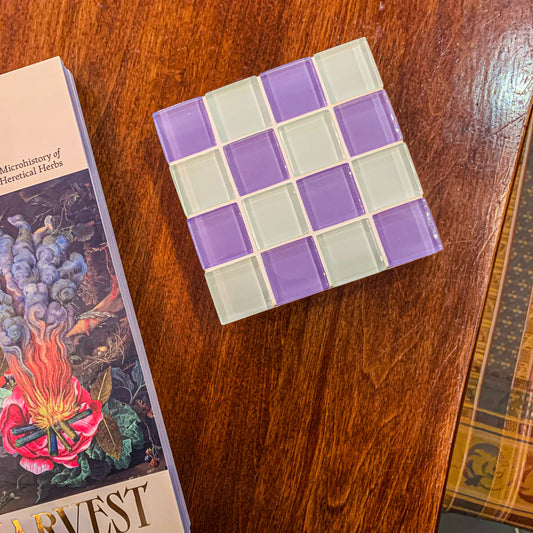 Glass Tile Coaster ~  Lavender Latte