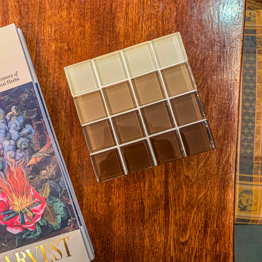 Glass Tile Coaster ~ Ombre Cappuccino