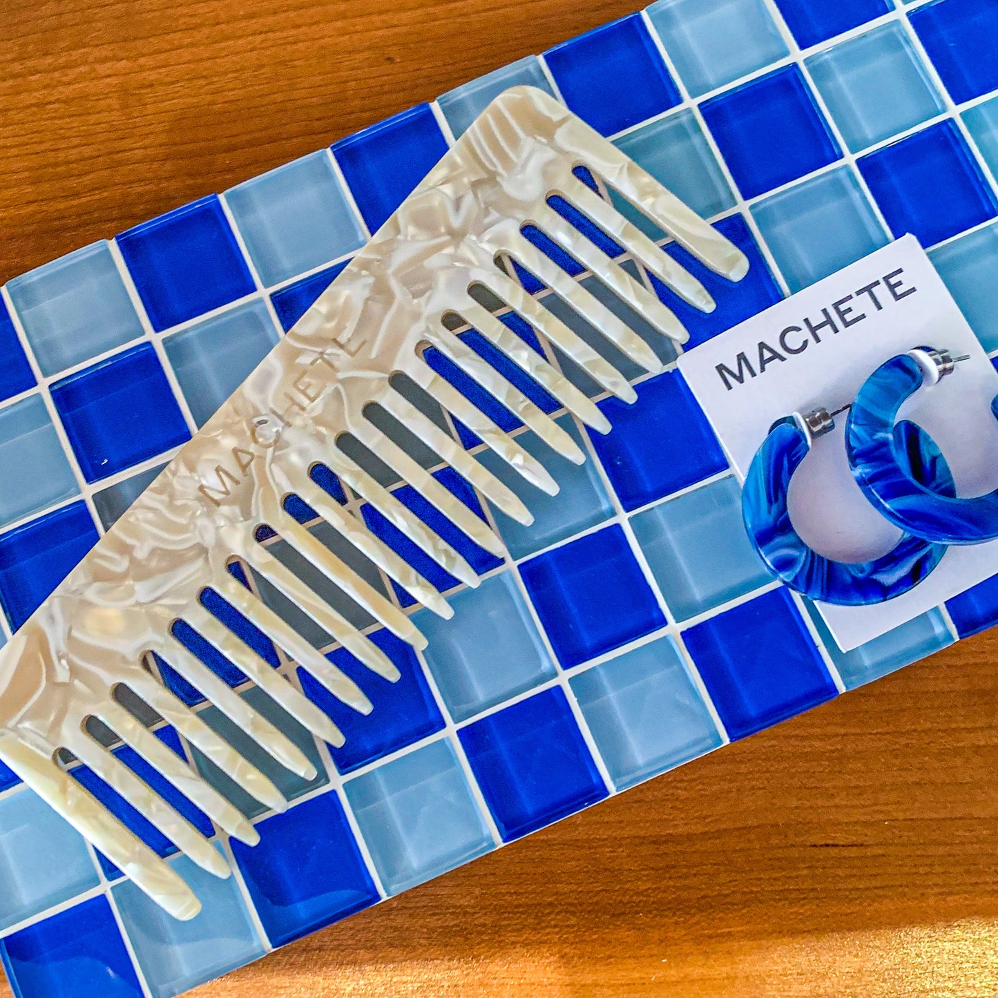 Rectangular Checkered Tray ~ Blue Sky
