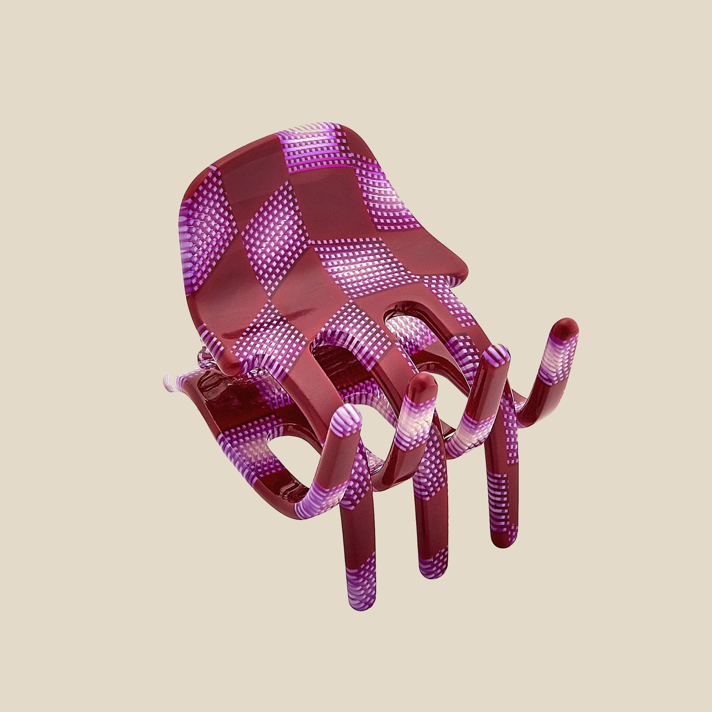 Hair Claw ~ Fuchsia Checker