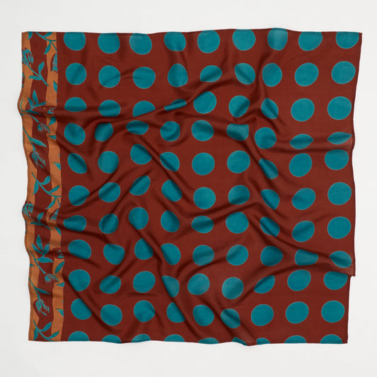 Vintage Silk Square ~ Copper Dot