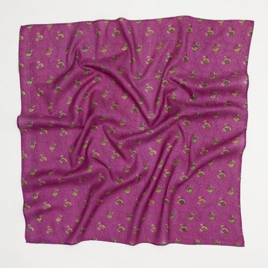 Vintage Silk Square ~ Fuchsia Florals