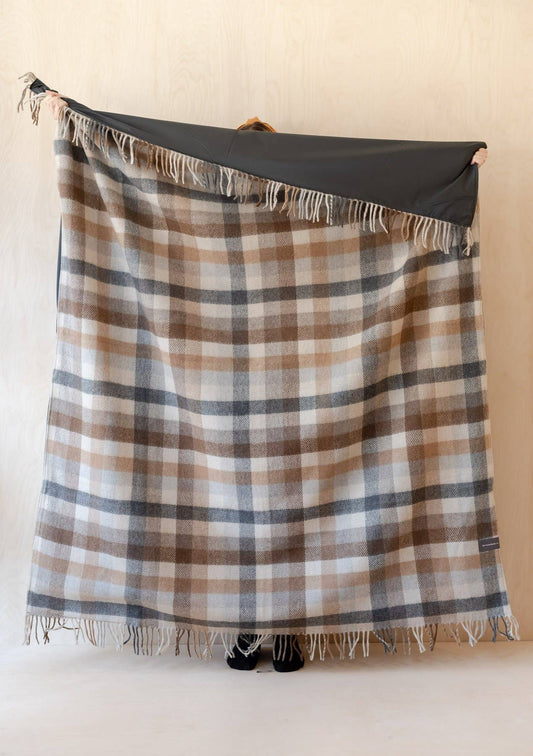 Picnic Blanket ~ Neutral Check Herringbone