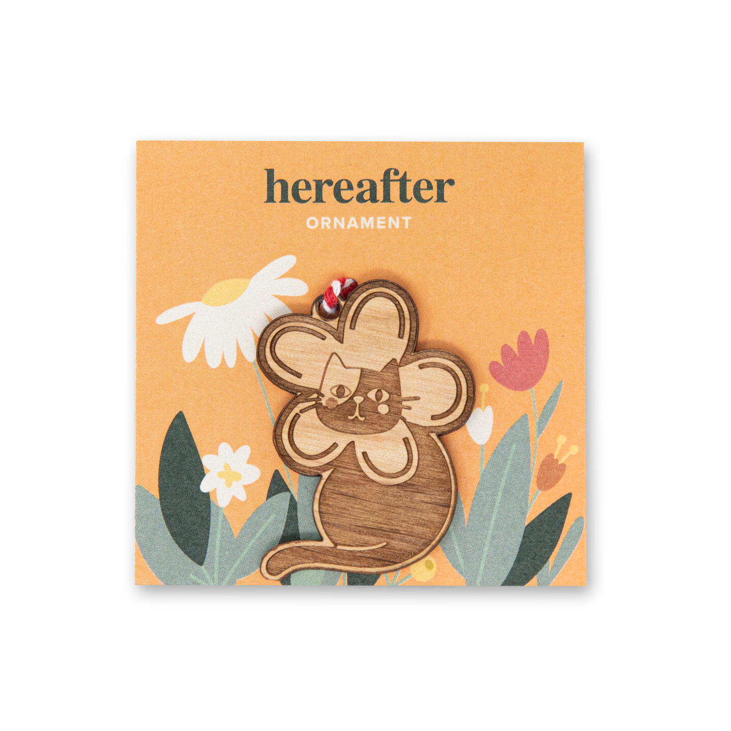 Mini Wood Ornament ~ Cat in Daisy