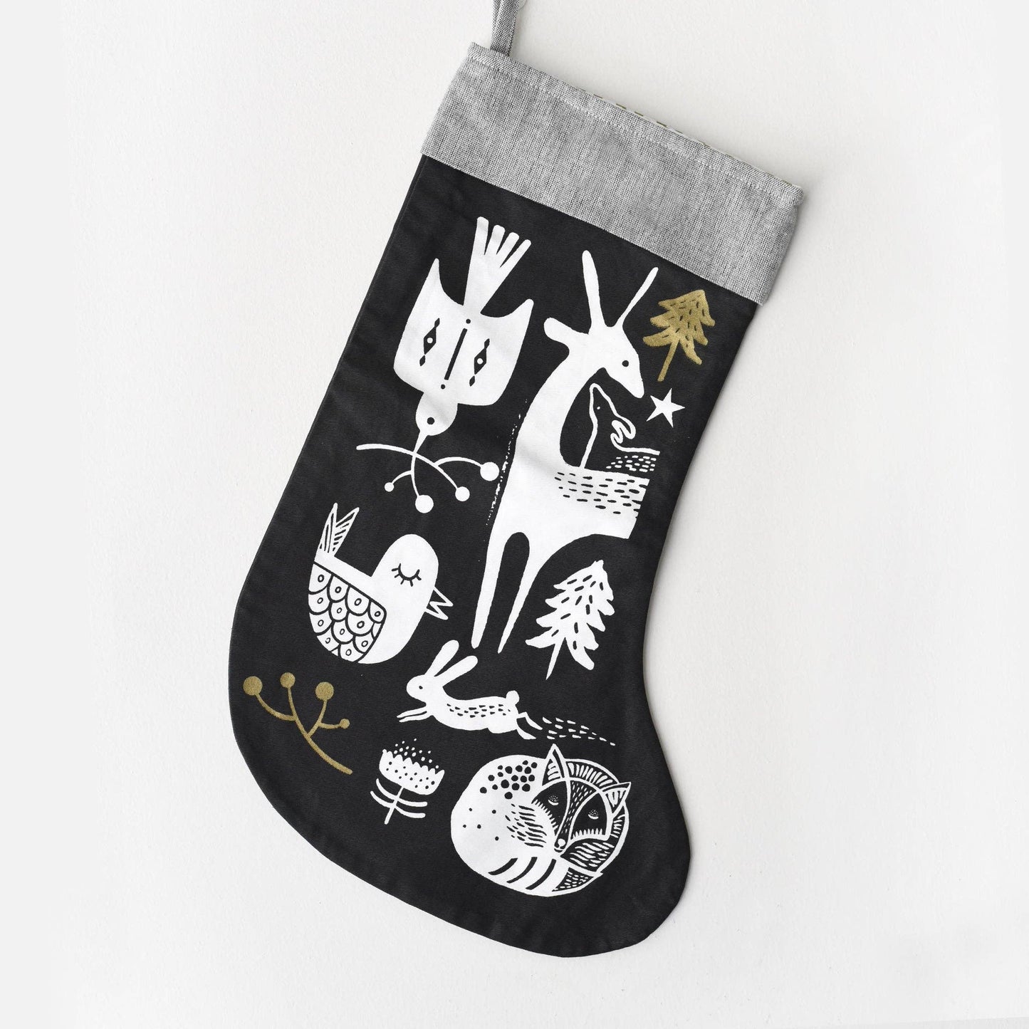 Christmas Stocking ~ Woodland Wonderland in Black