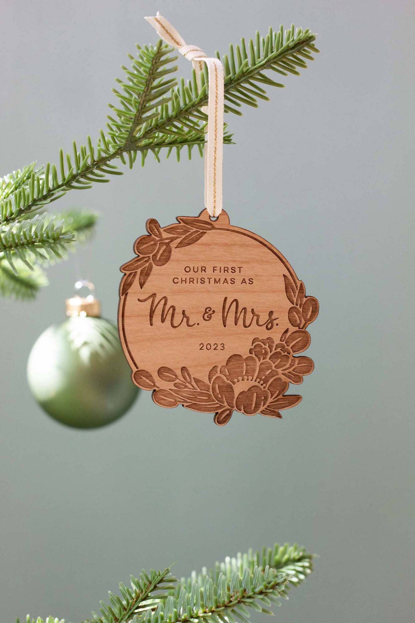 Wood Ornament ~ Our First Christmas as Mr. and Mrs. 2023